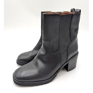 Zodiac Claret Block Heel Bootie Round Toe Women's Black Size US8M EU38.5